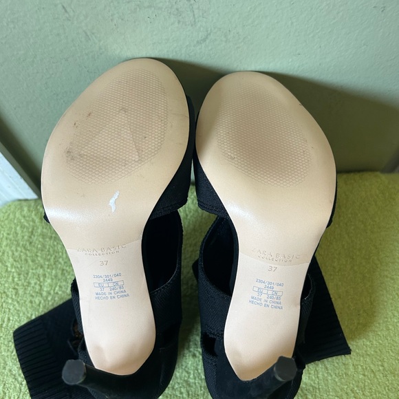 New Zara Black Embellished Sock Ankle Boots Sz 37 - Picture 13 of 13